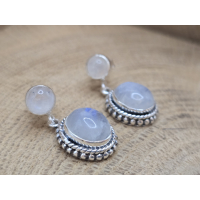 Echt Zilveren Maansteen oorbel stekers hangend 